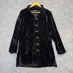 Vintage Bonnie Strauss Crushed Velvet Coquette Mandarin Tunic Blouse Medium USA